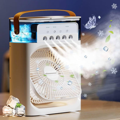 3 In 1 Mini Portable USB AC Fan Humidifier &amp; LED Water Lamp (10 inch)