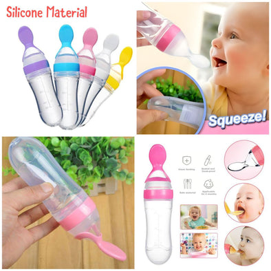 Baby Spoon Feeder Silicone Bottle Feeding (Random Color)