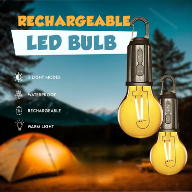 Rechargeable LED Lamp Bulb, Emergency Camping Lights with Clip Hook,Waterproof Type C Charging